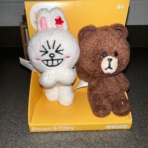 Gund White and Brown Plush Set